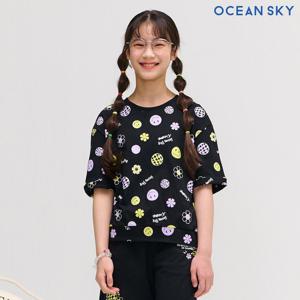 [오션스카이] 여아 스마일 전판 반팔 티셔츠-DBJG5876D03