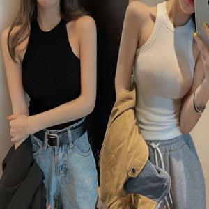 Y2K 여름 홀터넥 골지 망고 나시 짱짱한 민소매