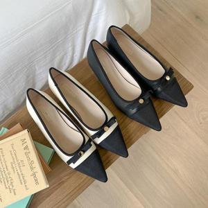 [더블디] RJ-am5455 여성 스텔레토 배색 리본 플랫