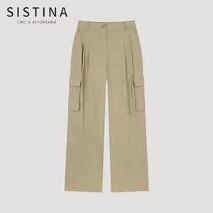 [SISTINA] 인기 코튼 투턱 카고 팬츠_AWWSLO21120_BE