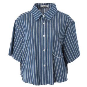 [에이비에프지]스트라이프패턴 오버핏숏반팔면남방 APY3HB36H