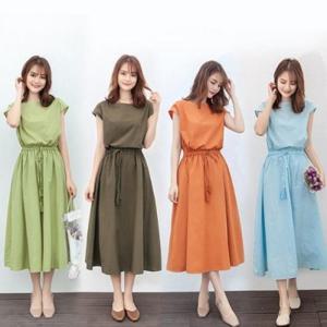 [깨비몰] 린넨 원피스 봄여름 반팔 스트링 원피스