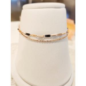 미니골드 14k 믹스 더블라인 체인팔찌 BRTM4007