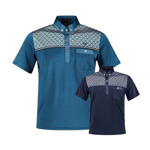럭스골프 남성 패턴 블럭 반팔 골프셔츠 AJP4M403