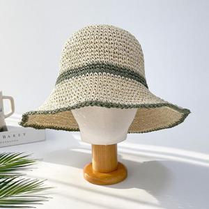 [잇백잇슈] 배색밀짚버킷 봄 여름 가을 챙끝와이어