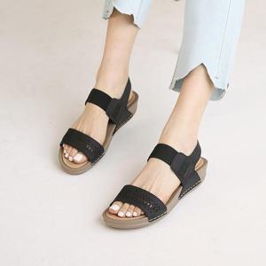 [잇백잇슈] 캐주얼펀칭웨지샌들 밴딩 깔끔 코디 패션