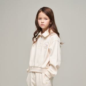 [내셔널지오그래픽 키즈] K243GSW910 크롭 반집업 맨투맨 IVORY