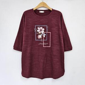 아이우먼 스퀘어플라워박스반팔티 OLS557M408 빅사이즈