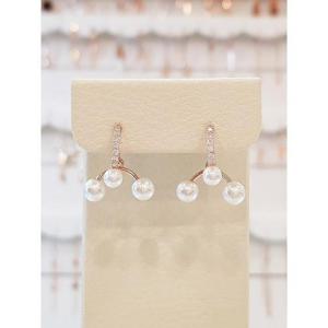 볼라레 세이브존01 선물박스 미니멀 진주 큐빅 드롭 귀걸이 spe885