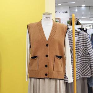 르피타 DP01 배색포켓 오픈 니트 베스트 L244UVTA03