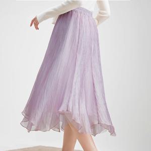 [에이시크] 살랑 쉬폰 주름 플리츠 스커트 C24CSK665