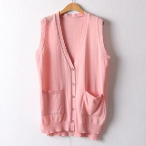 아이우먼 딥브이넥포켓니트조끼 EBI363M409 빅사이즈