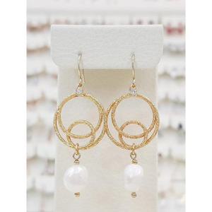 볼라레 세이브존03 볼라레 14k 담수진주 샌딩 메탈 드롭귀걸이 AGGF313AG