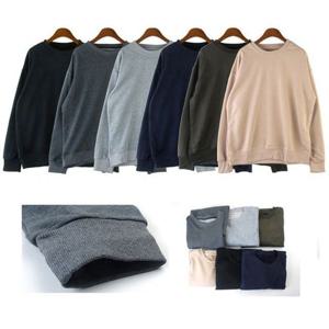 여자 상의 쭈리 원단 무지 기본 디자인 맨투맨 티셔츠