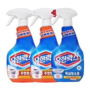 유한락스 주방 청소용 600ml x2 + 욕실 청소용 600ml