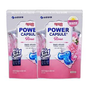 해피홈 파워캡슐 트리플 세탁세제 로즈향 32입 x2