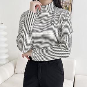 제니유 부드러운 피치 기모 반목티 단가라 목폴라 티셔츠