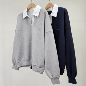 빅사이즈카라티 T044L410 배색셔츠카라맨투맨티 KD