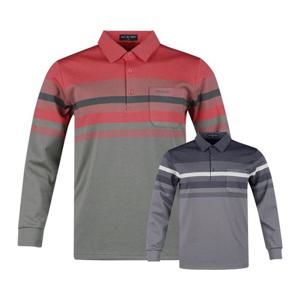 럭스골프 남성 멀티 스트라이프 배색 긴팔 골프셔츠 JP4A421