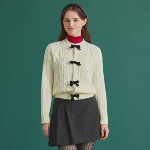 [포커스]리본브롯지꽈배기니트가디건 PBBF4W1KC4611