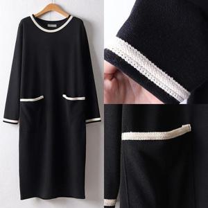 위쉬몰 NB 라인배색포켓롱원피스(I017H411) 빅사이즈