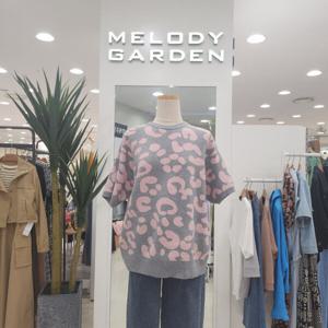 [멜로디가든]레오파드 퍼프 니트티 (M4F8K126 그레이)_CA