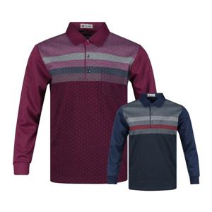 럭스골프 남성 클래식 블럭 배색 긴팔 골프셔츠 AE4A415