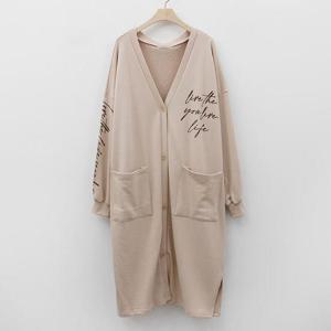 아이우먼 레터링프린팅롱가디건 POK303M411 빅사이즈