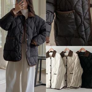 위쉬몰 RD 웨이브배색단추패딩점퍼(T176H411) 빅사이즈