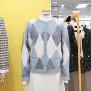 르피타 DP01 다이아체크 아가일 울 가디건 L244UKTC08