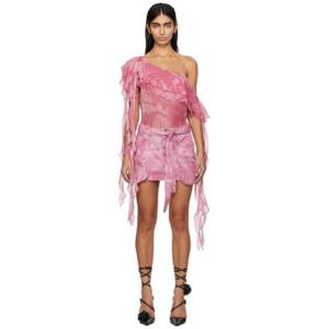 25 FW 블루마린 여성 핑크 크레이프 블라우스 241901F111020