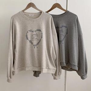 빅사이즈나염티 T293L411 하트토끼프린팅맨투맨 MO