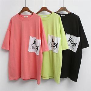 빅사이즈사랑해요 E129L104 비비드패치반팔티셔츠 IL