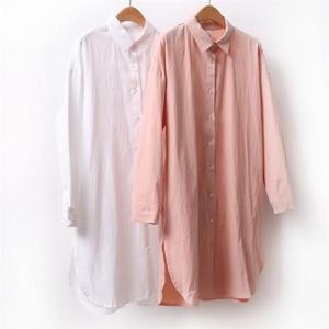 빅사이즈사랑해요 9096L104 베이직 라운드 롱셔츠 BR