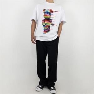 [582] 무지개 곰 프린팅 반팔 [블랙,화이트/M-L]