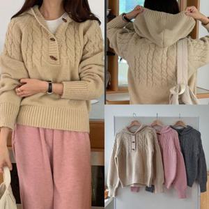 위쉬몰 BN 떡볶이후드니트긴팔티(T379H412) 빅사이즈