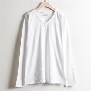 아이우먼 기본 브이넥 긴팔티 WWw035M011 빅사이즈