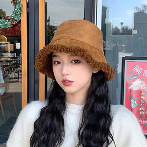 [잇백잇슈] 심플스웨이드버킷햇 양털안감 겨울 패션