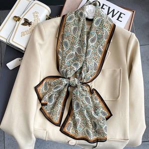 여성 가을 실크 사각 롱 긴 화려한 스카프 멀티카멜