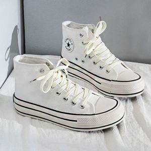 여자 키높이 운동화 캐주얼 스타일 하이탑 캔버스
