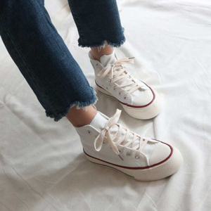 하얀 하이탑 발목 캔버스 운동화 신입생 캐주얼 패션