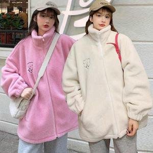 러블리 오버핏 곰돌이 양털 뽀그리 후리스 집업 점퍼 고급