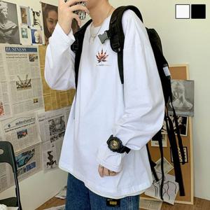 남성티셔츠 남성 2색 프리사이즈 단풍마크 오버핏 맨투맨 티셔츠