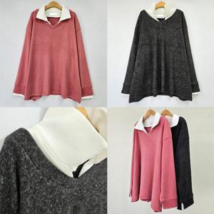 위쉬몰 LT 라일락카라배색니트티(T518H412) 빅사이즈