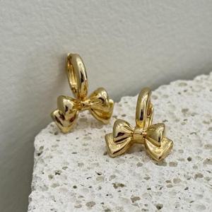 [엠던] 미니 리본 라인 원터치 링 귀걸이