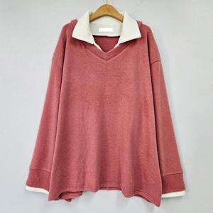 아이우먼 모어카라배색니트긴팔티 LTT518M412 빅사이즈