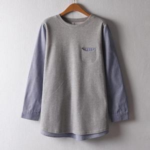 아이우먼 미니포켓셔츠긴팔티 MND017M501 빅사이즈