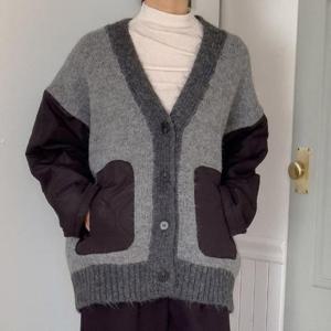 아이우먼 슈어와이배색패딩가디건 SMT614M501 빅사이즈