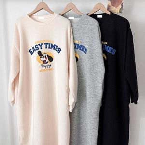 빅사이즈골지원피스 T617L501 퍼피프린팅골지롱원피스 MA