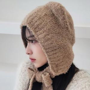 [디작소]겨울 방한 데일리 밍크 고양이 D 턱끈 귀도리 모자